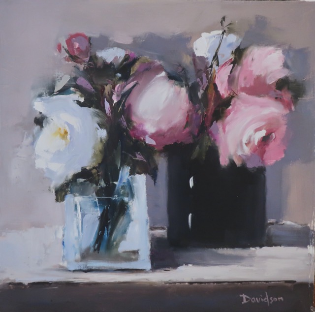 ROSES IN SQUARE VASE 12