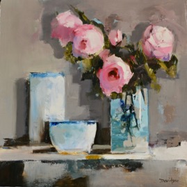 PEONY ROSES, Oil on Board, 16