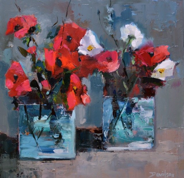 Red & White Poppies</br>oil : 12